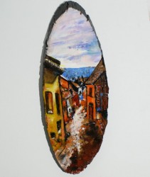 Aplica lemn pictat Peisaj Transilvania