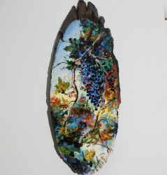 Aplica lemn pictat Strugurii Toamnei