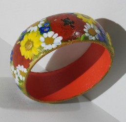 Brățară pictată manual, flori de câmp