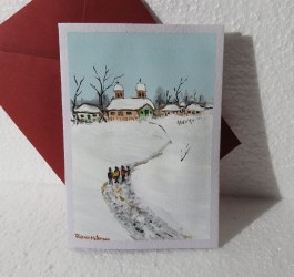 Felicitare pictata manual Colindatorii 