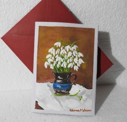 Felicitare pictata manual ghiocei 