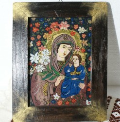 Icoana pe sticla Maica Domnului si Floarea nevestejita