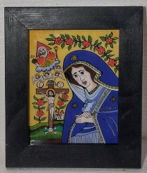 Icoană pictată pe sticlă Maica Îndurerată