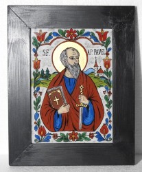 Icoană Sfântul Apostol Pavel pictată pe sticlă – 31 × 40 cm