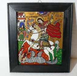 Sf Gheorghe pictură unicat pe sticlă