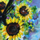 Ceas de perete pictat Floarea Soarelui (portocaliu)