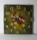 Ceas de perete pictat manual, flori de câmp