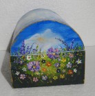 Cufăr pentru bijuterii pictat manual „Cosmos Garden”