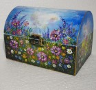 Cufăr pentru bijuterii pictat manual „Cosmos Garden”