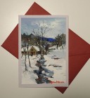 Felicitare pictată manual Căsuța padurarului