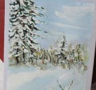 Felicitare pictată manual Peisaj de iarnă