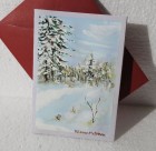 Felicitare pictată manual Peisaj de iarnă