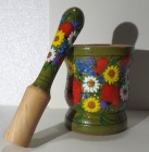 Mojar cu pistil din lemn, pictat manual