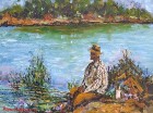 Pescar în apus 49x39 cm